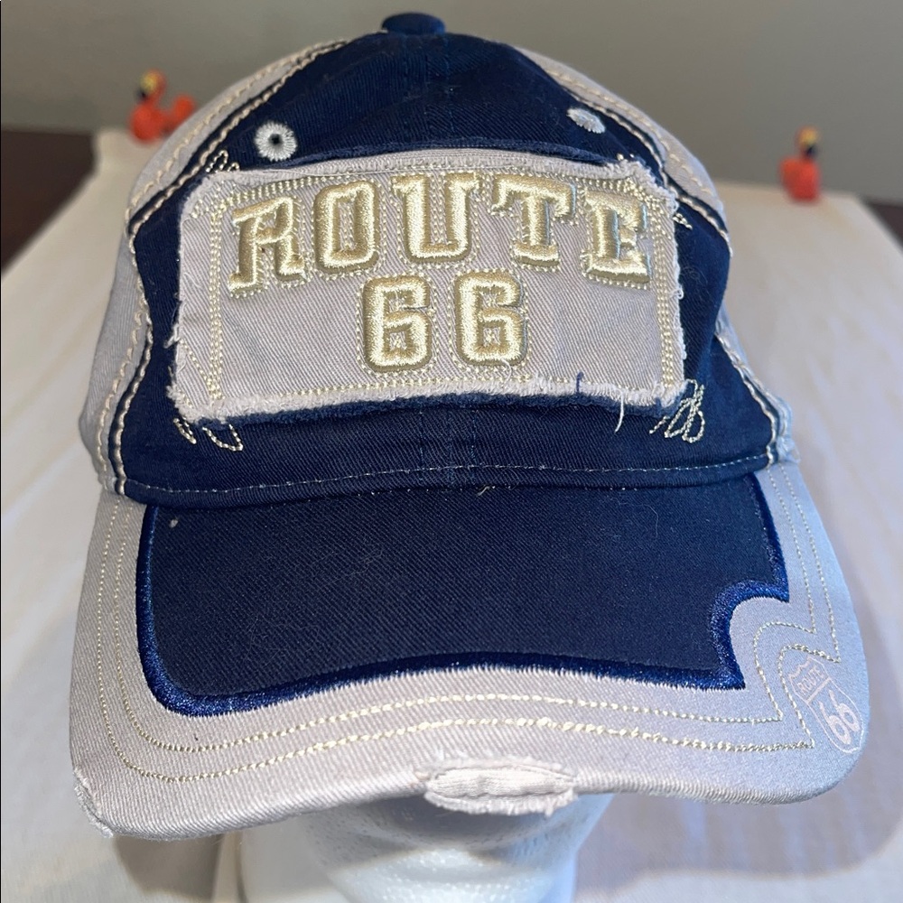 Real Time Route 66 Adjustable Beige/Black Adjustable Strap back Baseball Hat